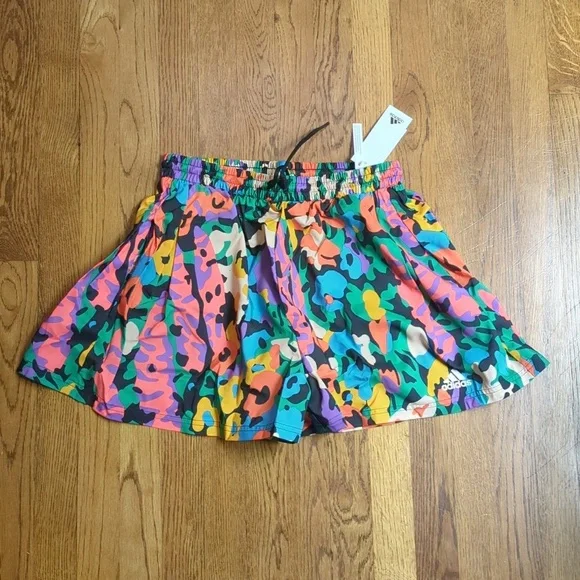 NWT High Waisted Multicolored Abstract Print Graphic Shorts Maximalist Athletic - Picture 2 of 13